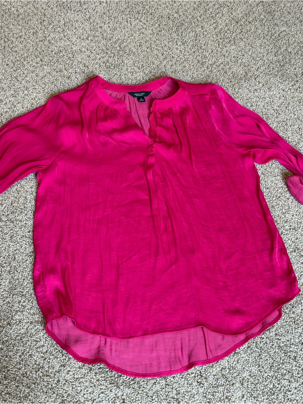 Simply Vera Vera Wang Fuchsia Split-Neck Blouse